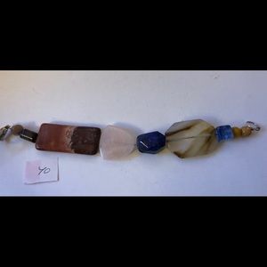 Stone beaded bracelet w blue glass bead (#40)